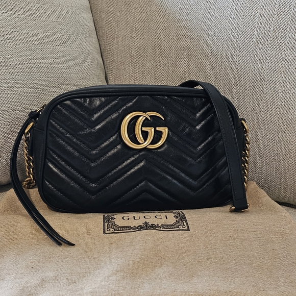 Gucci Handbags - Gucci Marmont Leather Small Crossbody Bag